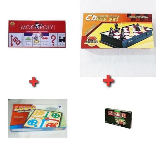Monopoly + Scrabble + Ludo + Chess Board Game - ( 4 In 1)