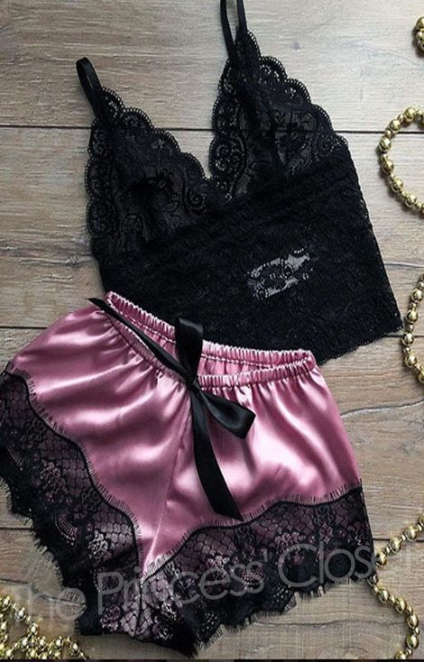 G09 2 Pieces Night Sleepwear Homewear Set-Black&Purple