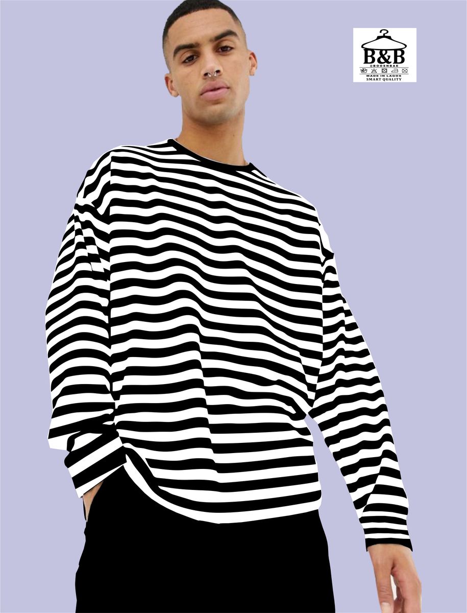 Striped WITH BLACK  LONGSLEEVED  Unisex T-shirt Polo