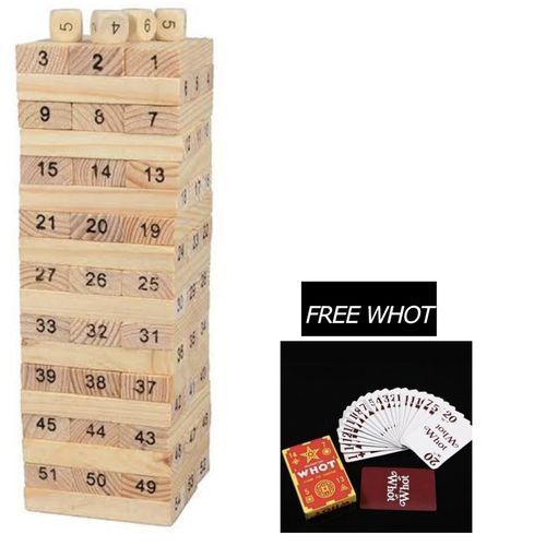 JENGA WOODEN GAME- 54 PCS (BIG SIZE) AND FREE WHOT
