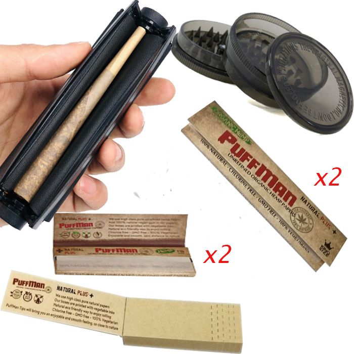 Herb Roller + Crusher +4 Booklet Of Rolling Papers + Tips