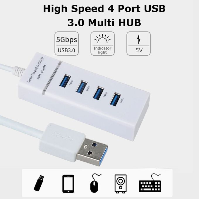 High Speed 4 Port USB 3.0 Multi HUB Splitter Expansion USB