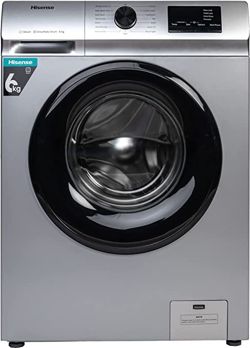 6kg Front Loader Washing Machine (WFVB6010MS)- Silver With One Year Warranty.