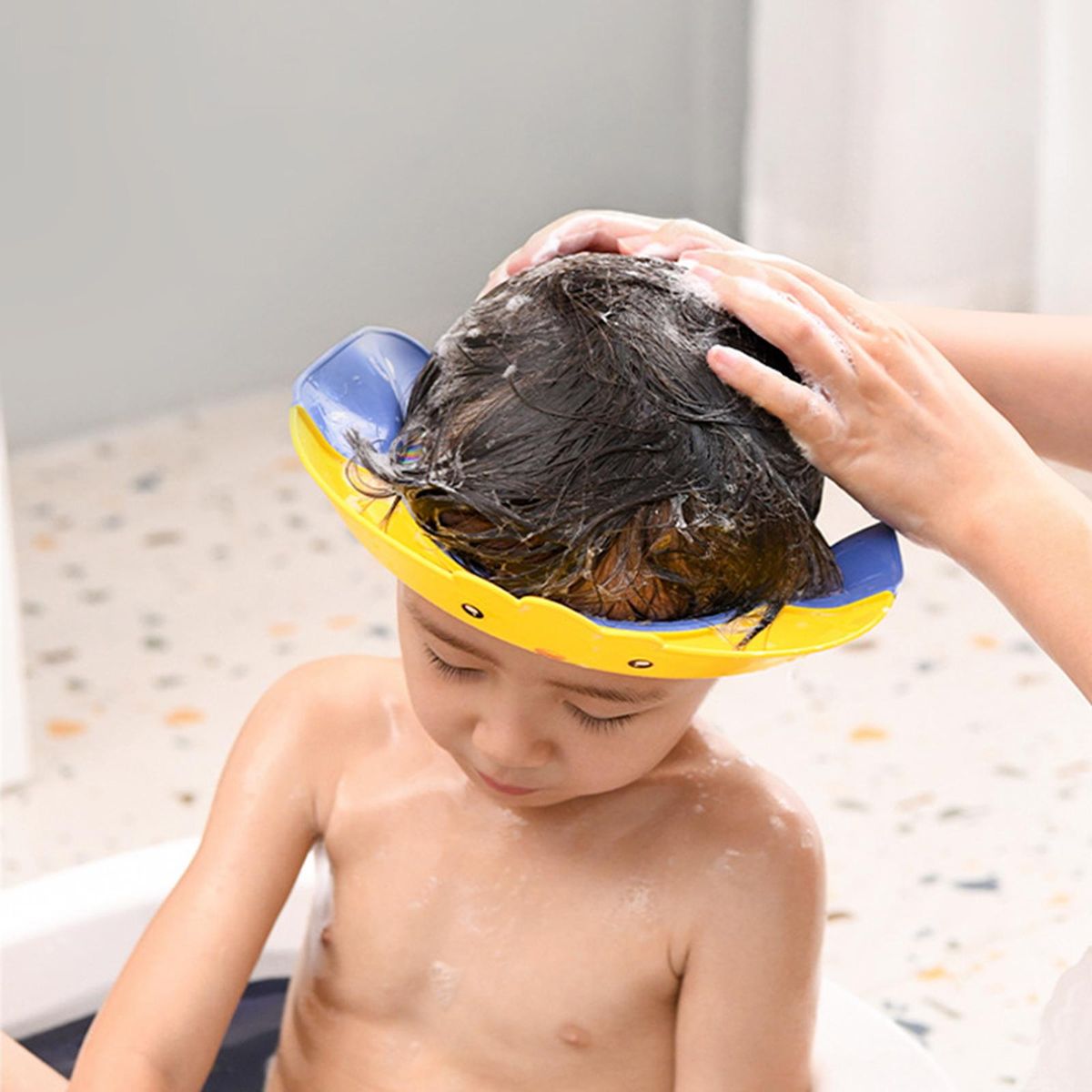 Kids Shower Cap Washing Hair Silicone Shower Visor Yellow