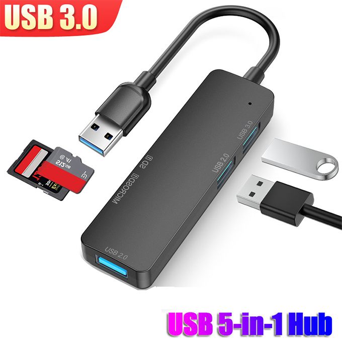 USB HUB 3.0 Adapter, 5 In 1 Ultra-Slim Sd/TF Card Reader