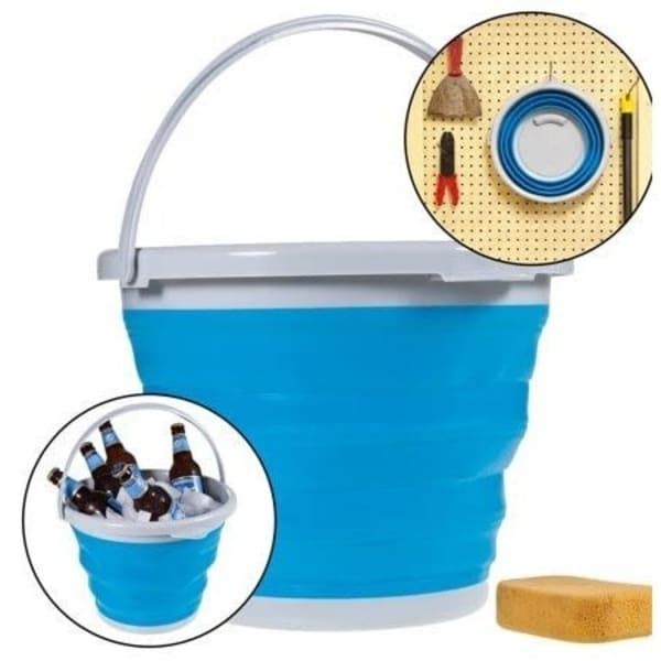 Foldable Collapsible Pail  Bucket Blue