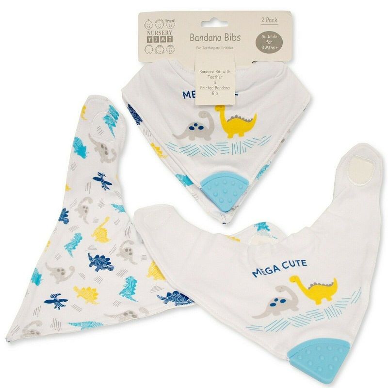 Bandana Teething Bib 2pack Dribble- Dino