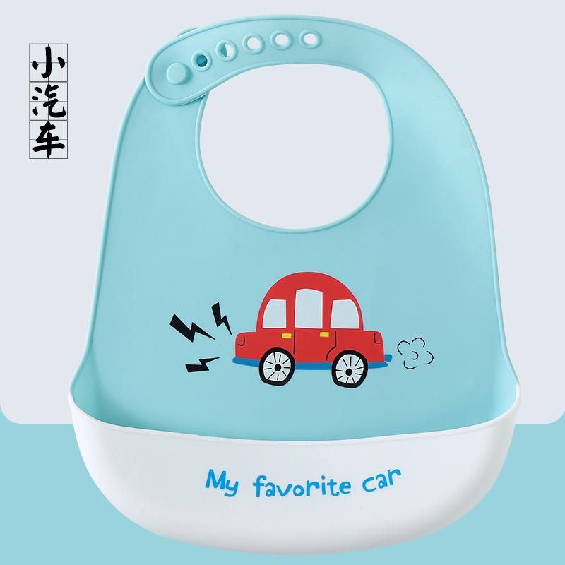 Soft and waterproof baby silicone scarf cute cartoon print baby items boys and girls adjustable bibs burp cloths