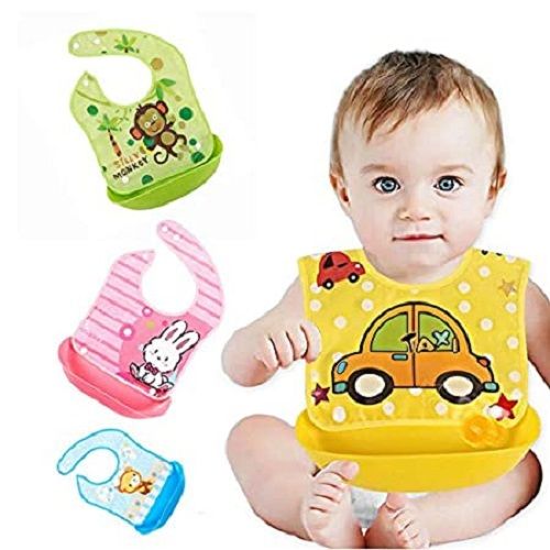 3 Pcs Mixed Colors Detachable Plastic Bibs