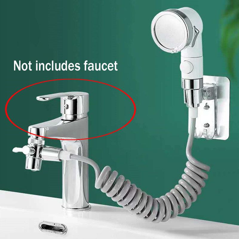 Bathroom Basin Water Tap External Shower Head Adjustable Mode Rinser Extension