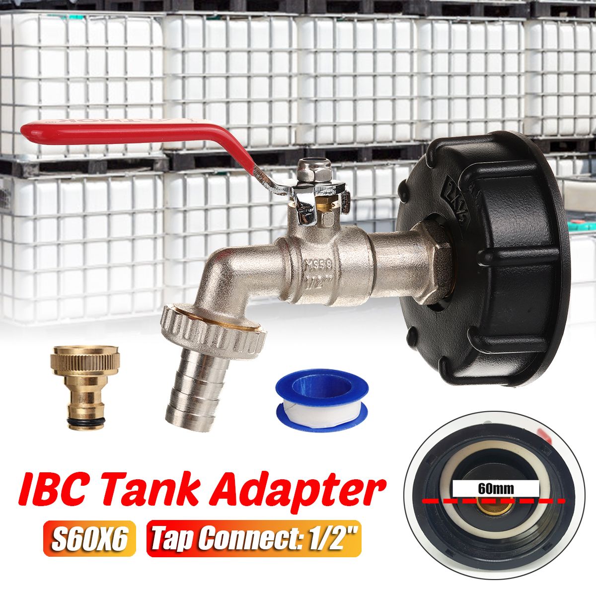 IBC Tank Adapter S60X6 To 1/2
