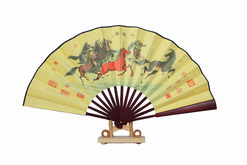 Hand Folding Held Fan Big Silk Traditional Portable Mens Fan Chinese Print Craft Fan 10