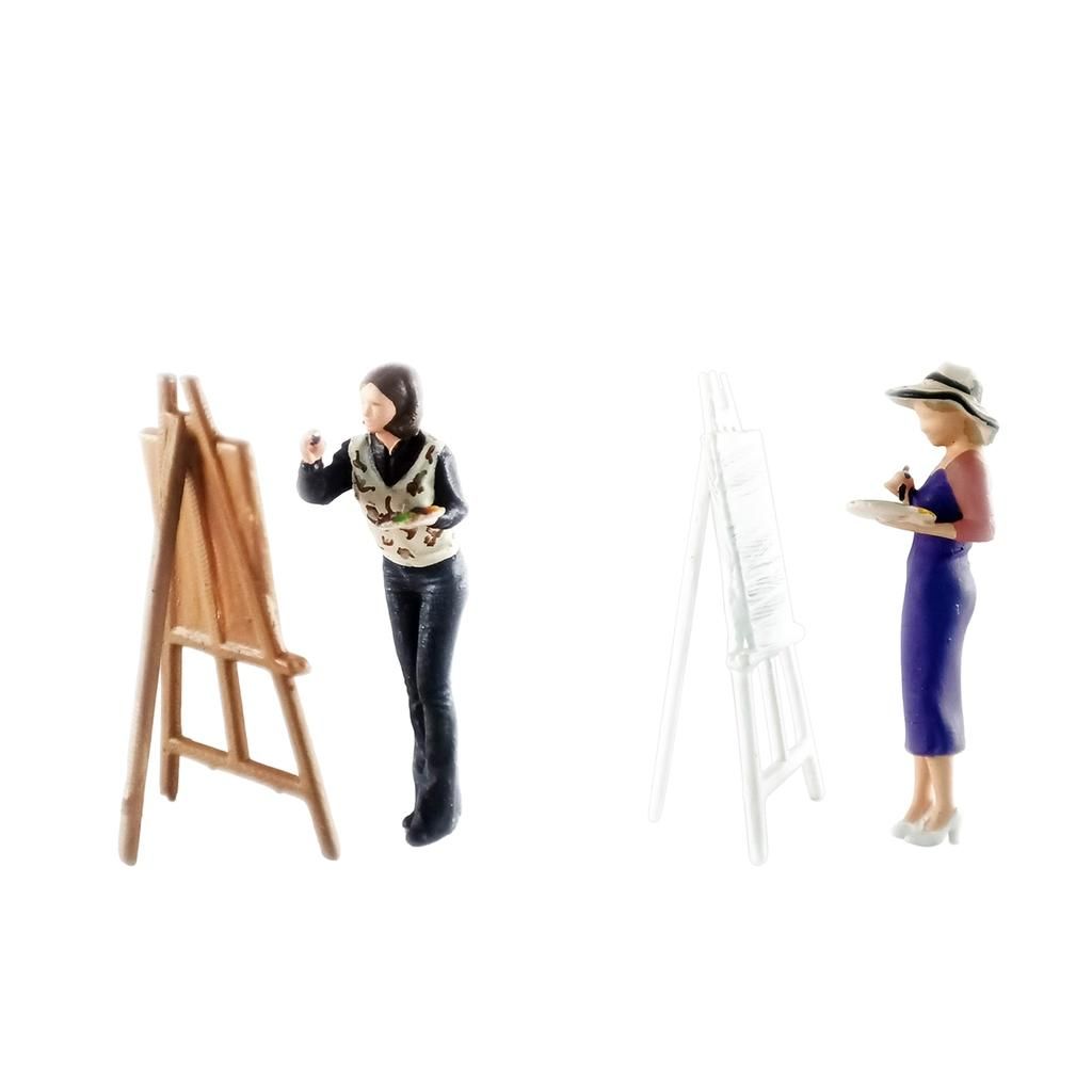 2 Pieces Mini Miniature People Model Painter 1/64 Scenes Model For