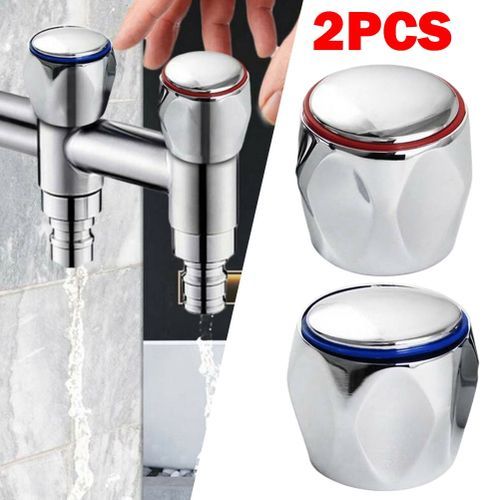 2pcs Cold & Hot Tap Top Head Faucet Cover Handle Chrome Plated Replacement Set Faucet Knob Handle Bathroom Faucet Accessories