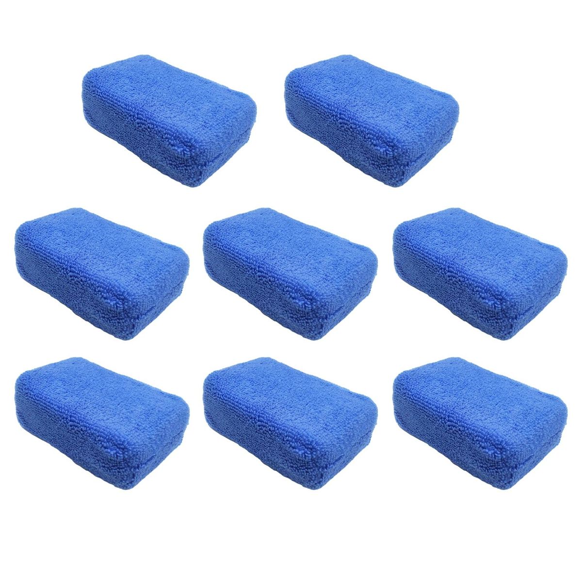 Streak-free Sponge Car Care Kit 8pcs Microfiber Sponge Set for Waxing Blue