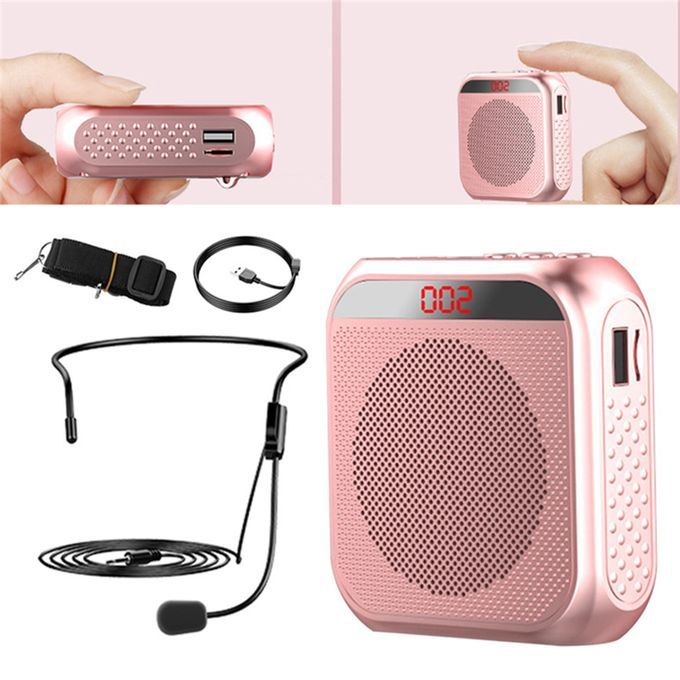2200mAh Voice Amplifier Megaphone Booster Speaker W/Mic  Rose Gold