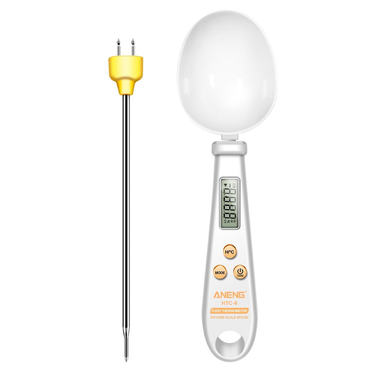 ANENG HTC-6 Multifunctional Digital Display 2-in-1 Electronic Scale Measuring Spoon Weighing Gram Meter Measuring Spoon Scale Kitchen Thermometer