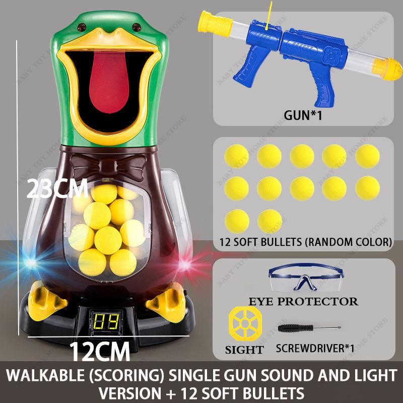 Novelty Hungry Shooting Duck Toys Air Powered Gun Safety Soft  Electronic Scoring Battle Hit Me Duck Game Gifts for Kids