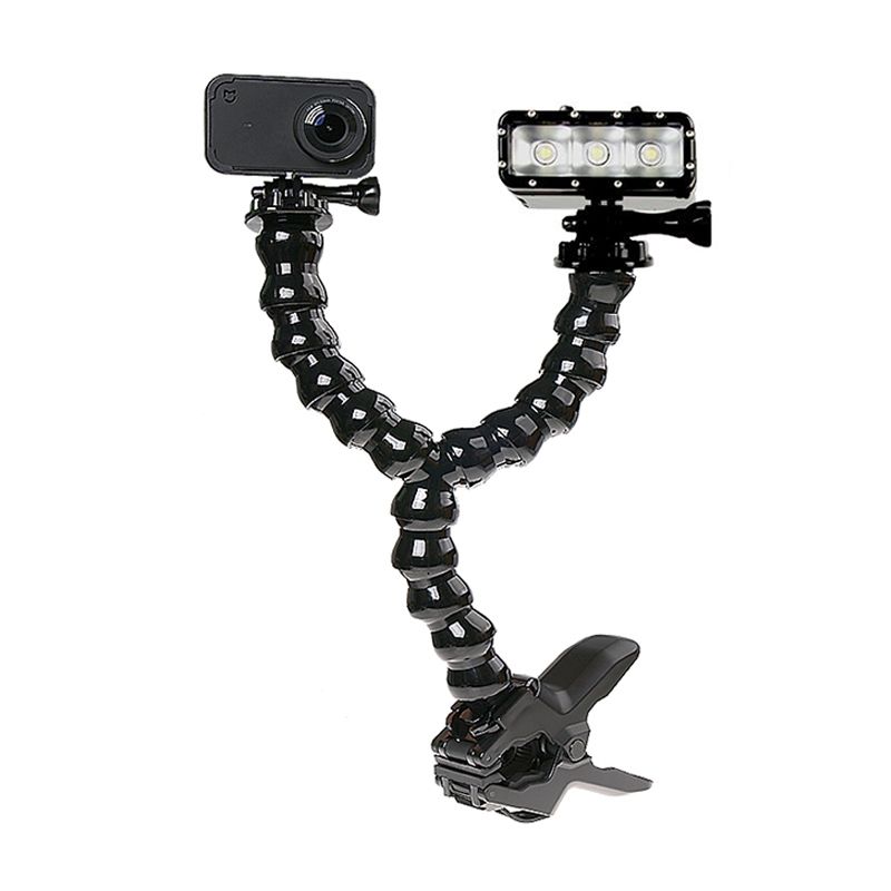 Clip Clamp Mount 360 Swivel Dual-head Flexible Tripod For GoPro HERO5 /4 /3 /2 /1 /SJCAM / Xiaomiyi Sport Cameras