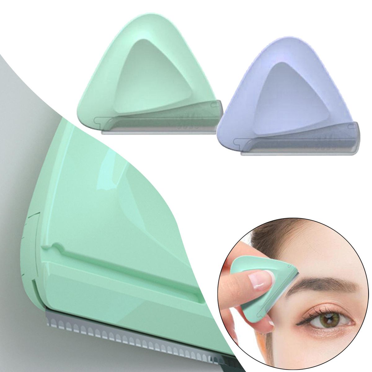 2x Eyebrow Trimmer Stainless Steel Shaving  Removerl Purple Green