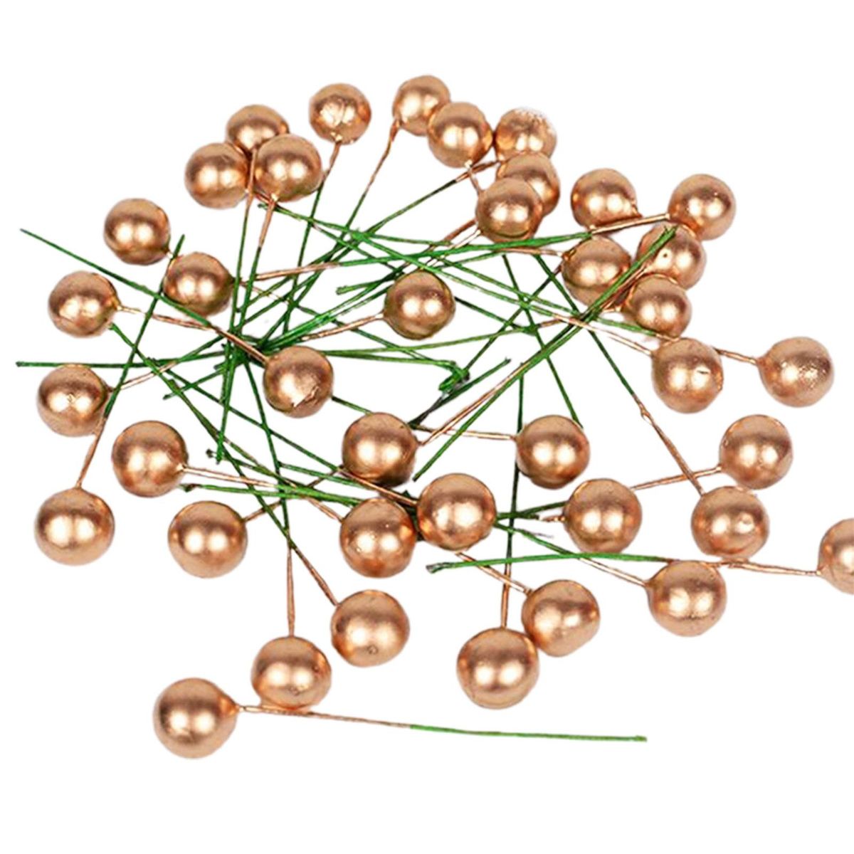 100 Pcs Christmas Berry Decorations Golden Holly Berries Ornaments B