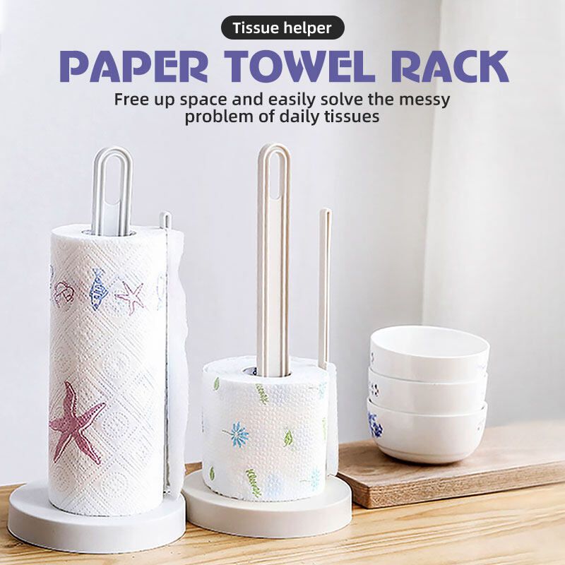 1pcs Paper Towel Holder UHBGT Kitchen Paper Hanger Rack Bathroom Towel Roll Stand Organizer Countertop Wooden Plastic Material For Cabinet Table Kitchen Paper Napkin Rack Creative Desktop Free-punch Paper Towel Rack Storage R