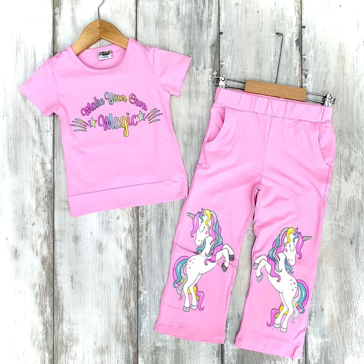 GIRL  UNICORN DESIGN 2PSC SET - PINK