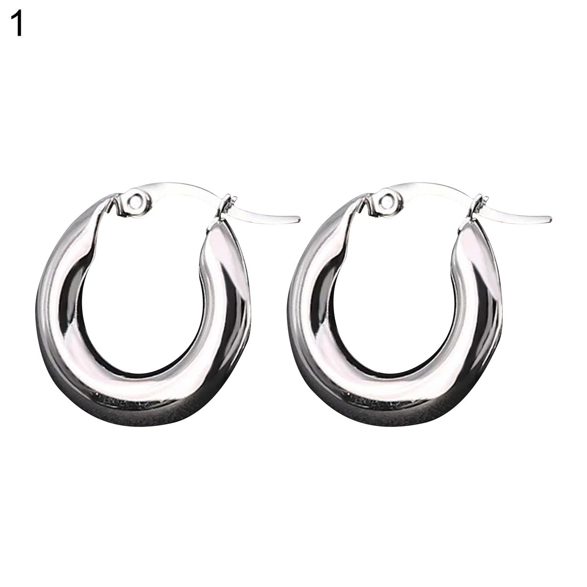 1 Pair Women Hoop Earrings Round Thicken Exaggerated All-