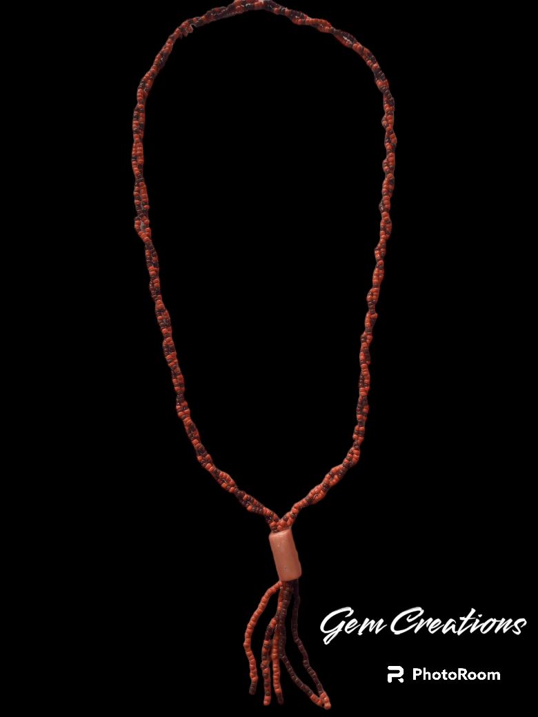 Brown And Coral Twist One Layer Bead