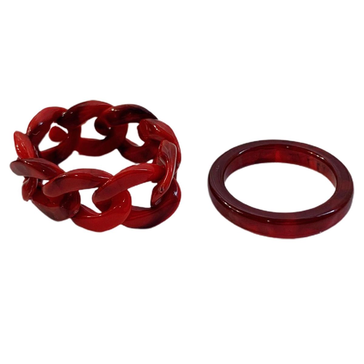 2Pcs Finger Rings Colorful All Match Resin Bendable-Red