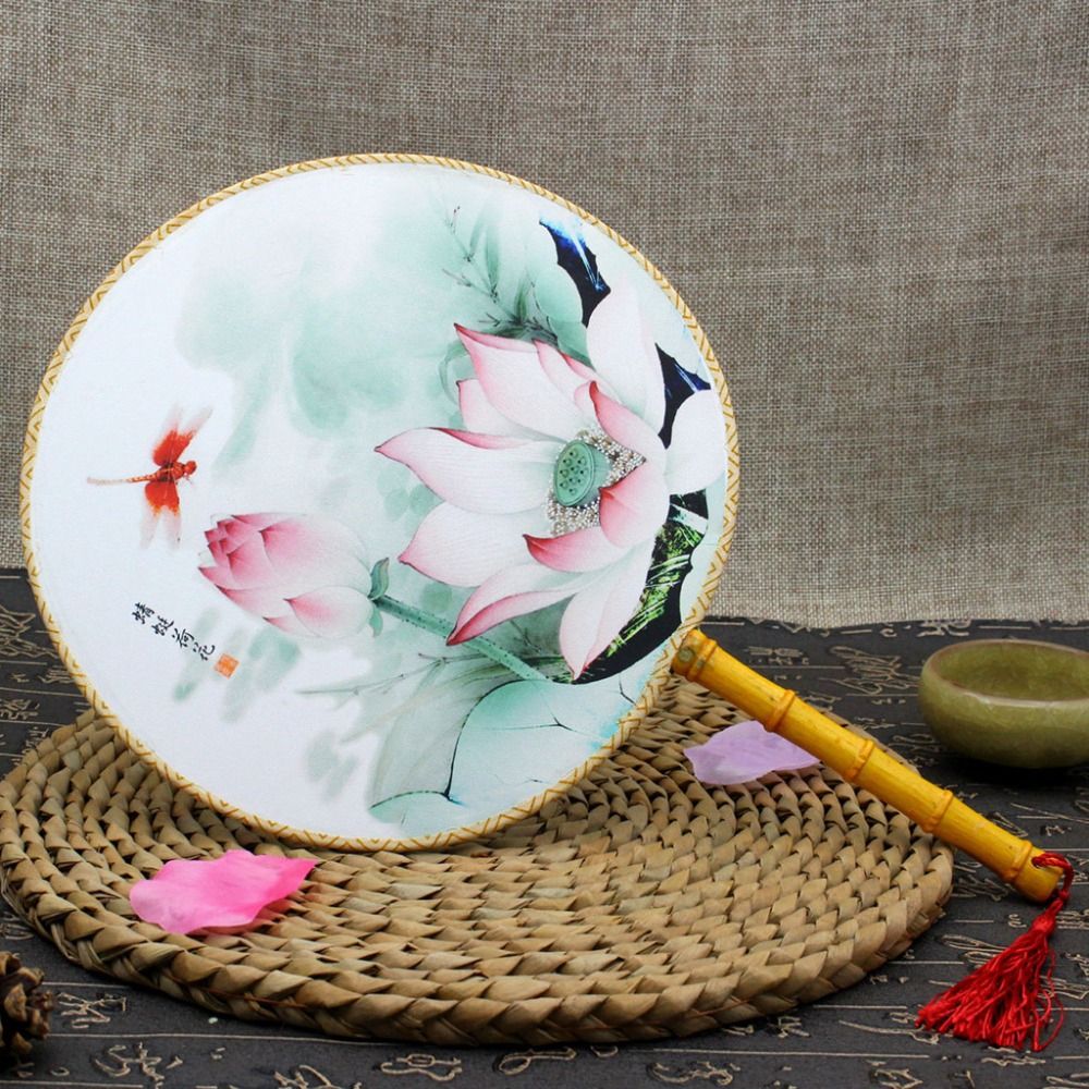 Palace Decor Style Fans Fan Chinese Held Round Supplies For Birthday Ancient Silk Party Wedding Gift Event Hand Home