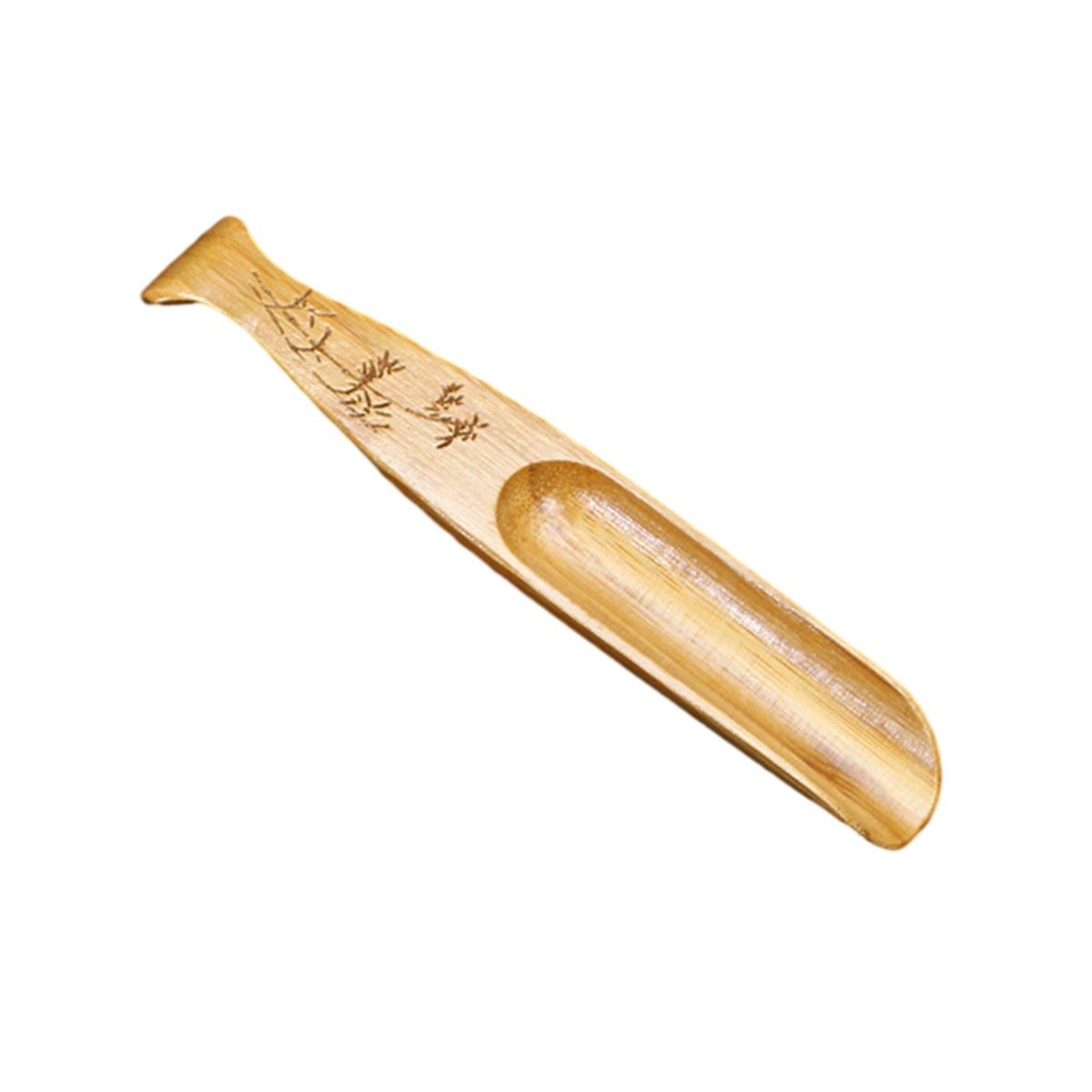Solid Wood Tea Spoon Kung Fu Tea Scoop Long Handled Wooden for Loose Burlywood