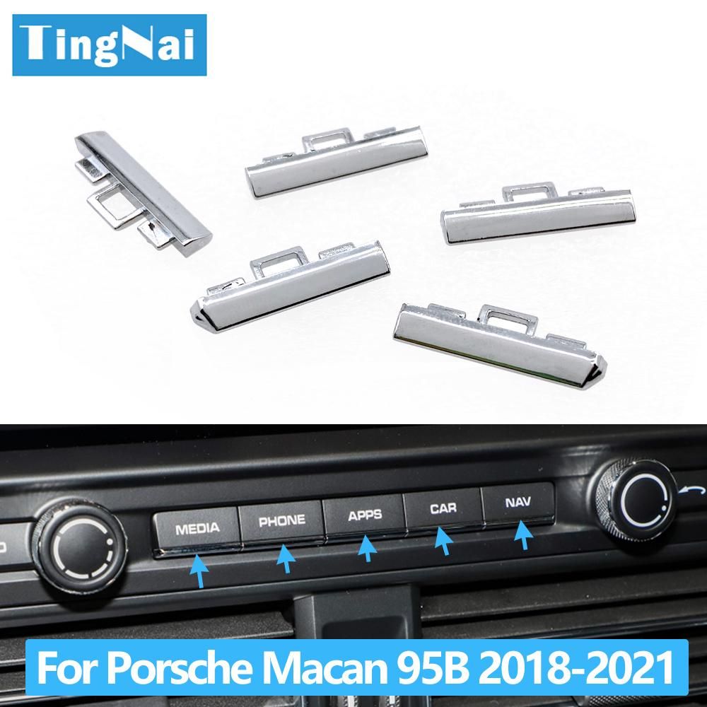 Car Front Display Screen Chrome Button Trim Switch Plating Strip Replacement For Porsche Macan 95B 2018- 95B919597