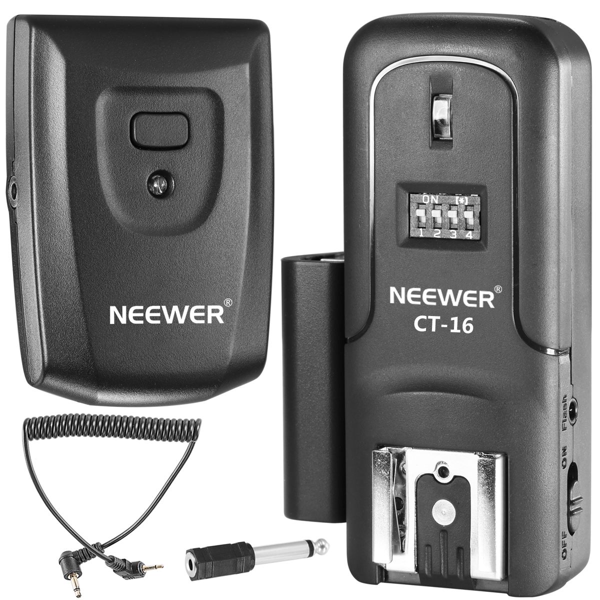 16 Channels Wireless Radio Flash Speedlite Studio Trigger Set With Standard Hot Shoe, Including Transmitter And Receiver, Fit For Canon Nikon Pentax Olympus Panasonic DSLR Cameras (CT-16)