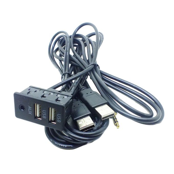 1.5M Car Auto AUX Dual USB Phone Charging Dashboard Mounted Extension