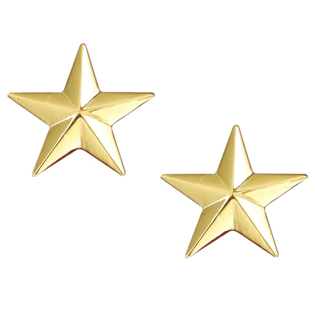 2pcs Fancy 3D 5 Point Brooch Lapel Pin Shirt Collar