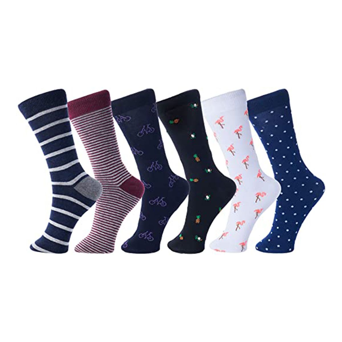 Mens Cotton 6 Pack Dress Socks Solid Ribbed Argyle Set 228