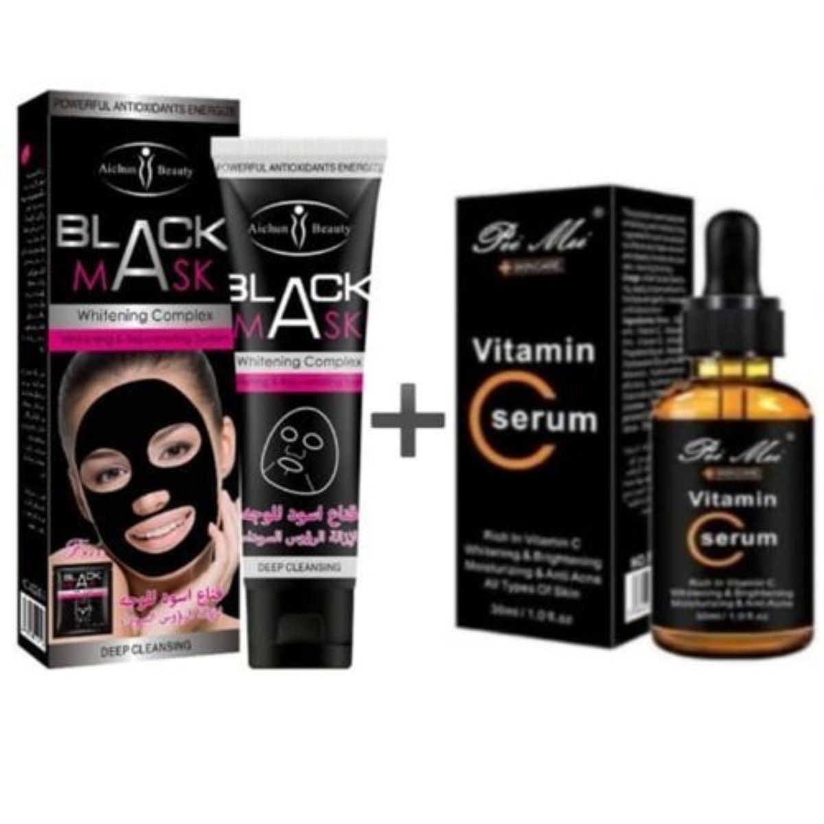 Black Facial Mask + Vitamin C Serum