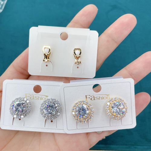 Mens- Stud Earring Gold And Silver 2 In1
