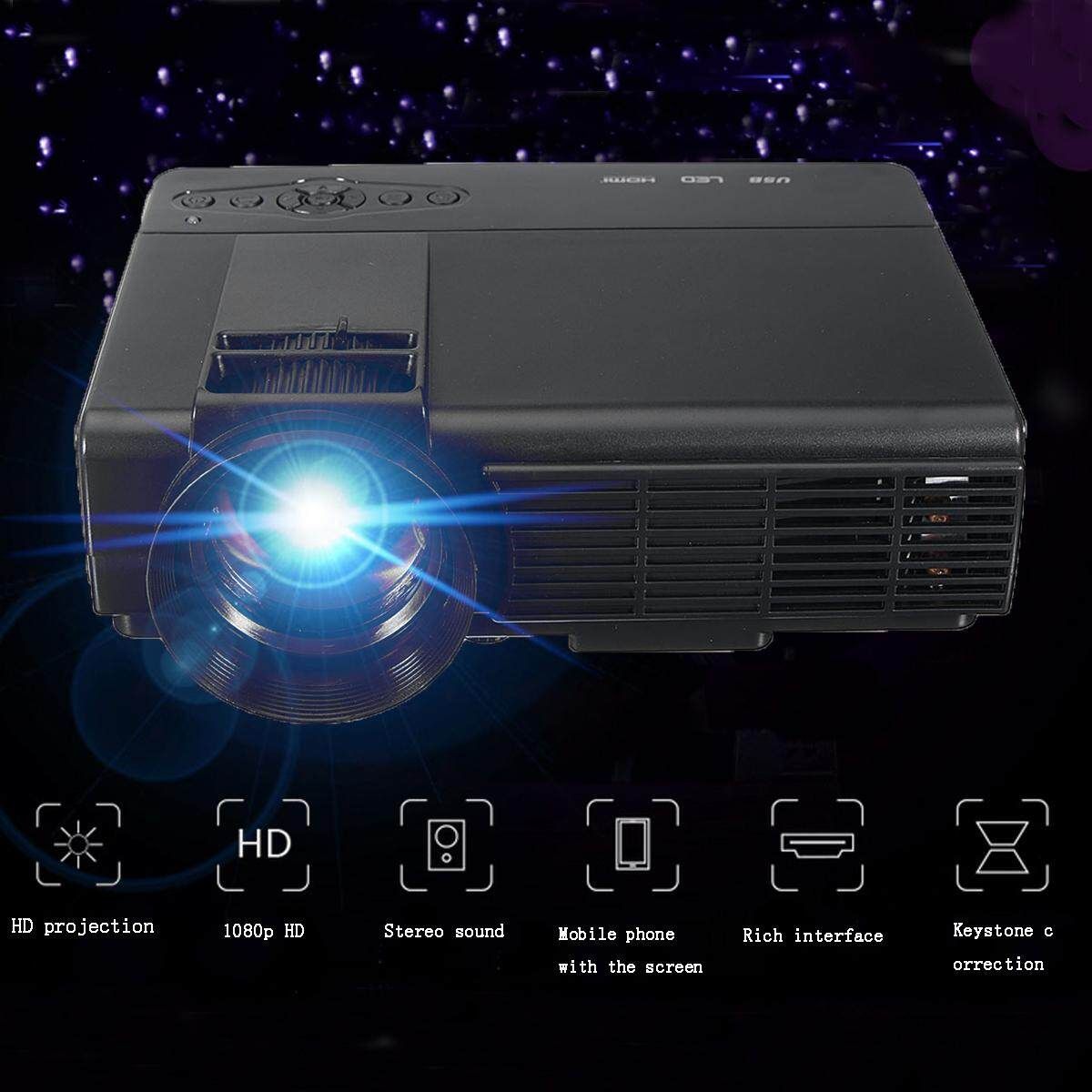 Powerful Q5 3D HD 1080P 3000 Lumens 800 X 480 Resolution Home Theater Multimedia LED Projector Black (black)