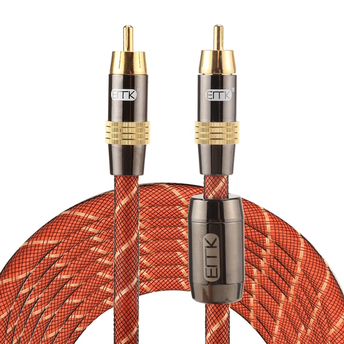 5m OD8.0mm Metal Head RCA To RCA Plug Digital Coaxial Interconnect Cable Audio / Video RCA Cable