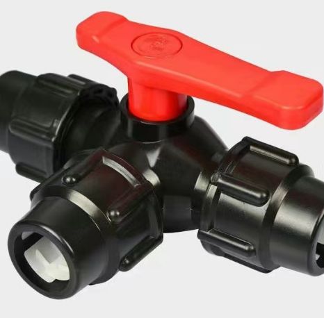 25mm Plastic Core Ball Valve T Type 3 Ways Blue Black Caps Adapter PE Pipe Fittings Quick Connector For Irrigation