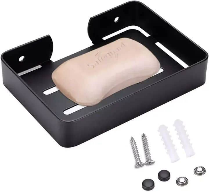 Soap Holder Rose Gold/Black/White 304 Stainless Steel Bathroom Soap Dish Square Bath Shower Shelf Bath Shower Caddy Rack Holder