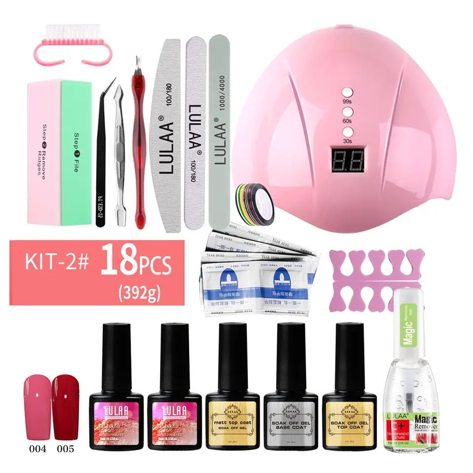18PCS Nail Art Tools With 36W LED Nail Lamp And Tools Private Label Manicure Tools Set