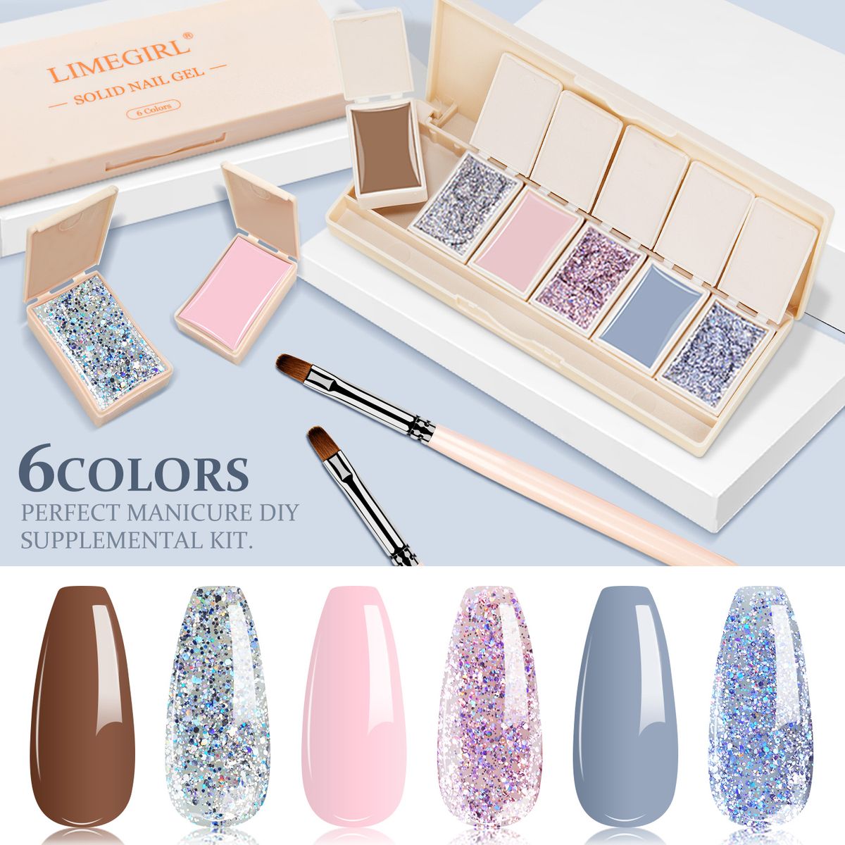 6 Colors Solid Cream Nail Varnish Pudding Palette