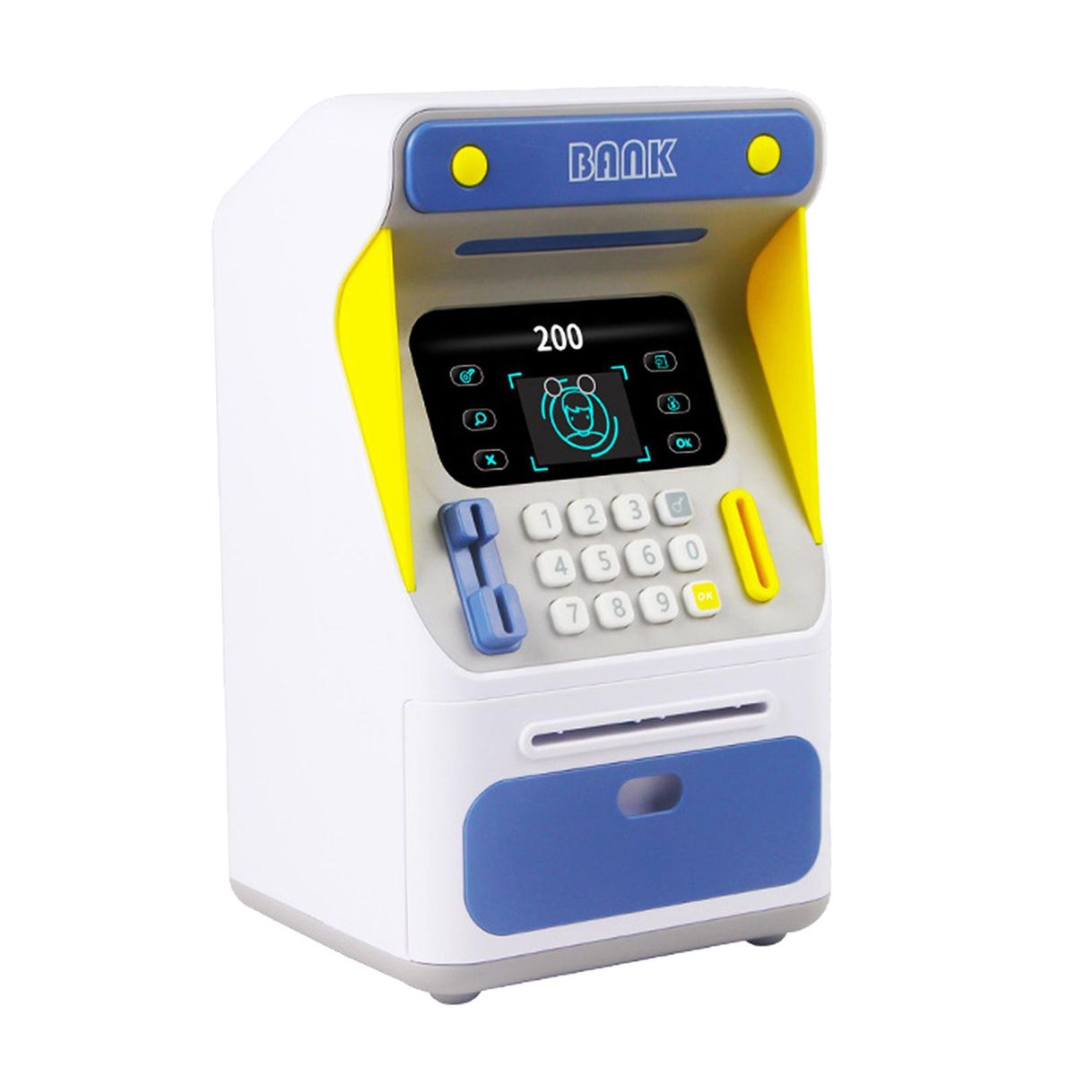 Small Atm  Machine Piggy   Simulation For  Children Blue