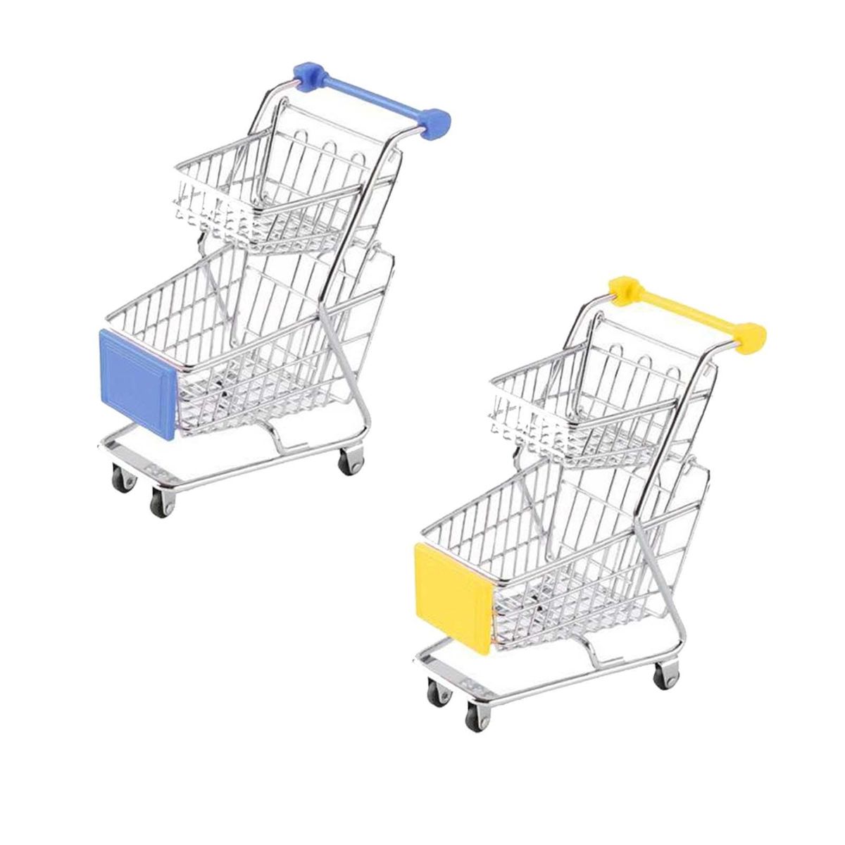 2 Mini Trolley Provisions Children Play Toy Supermarket Trolley Push