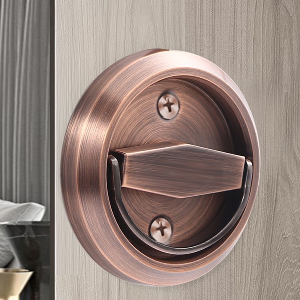 Red Bronze Handle-Double-sided Door Lock Stainless Steel 304 Recessed Invisible Cabinet Handle Home Safety Hidden Door Pulls Fire Proof Locks Set