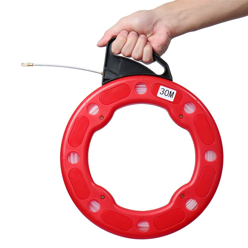 30M 4mm Fiberglass Fish Tape Reel Puller Glass Fiber Nylon