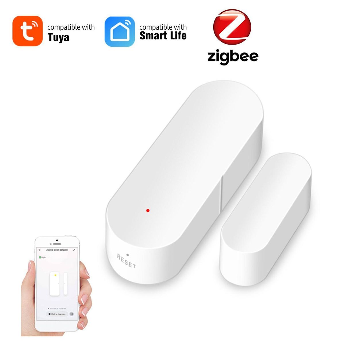 ZigBee Smart Door Window Sensor Alarm Magnetic Home Security System Door Open Alert APP Remote Control for Garage Apartment Dorm Shop Office